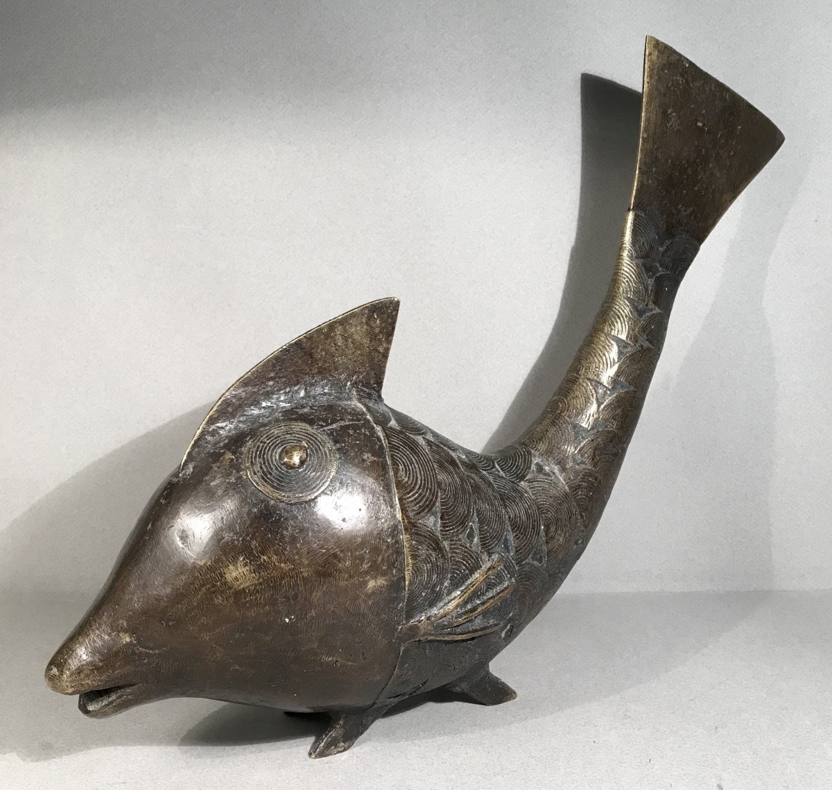 Sculpture Primitive Arts Africa Large Fish Bobo Bronze Burkina Faso Gurunsi 20th Century -photo-3