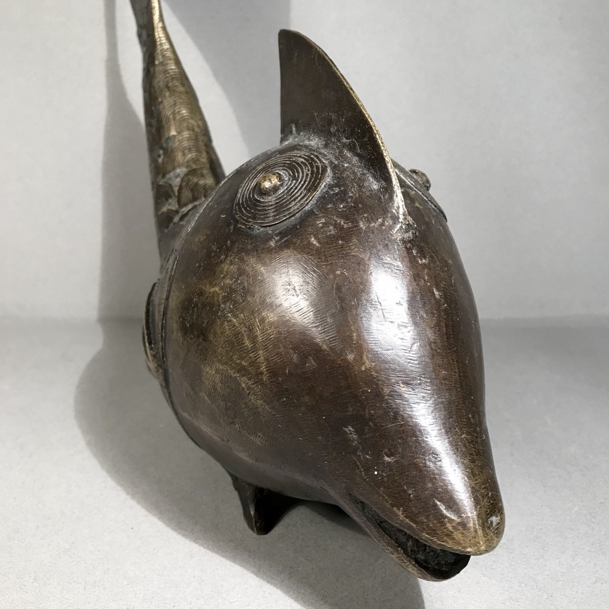 Sculpture Primitive Arts Africa Large Fish Bobo Bronze Burkina Faso Gurunsi 20th Century -photo-1