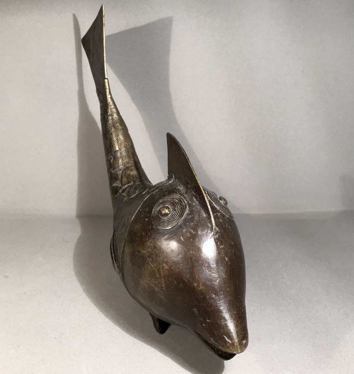 Sculpture Primitive Arts Africa Large Fish Bobo Bronze Burkina Faso Gurunsi 20th Century -photo-4