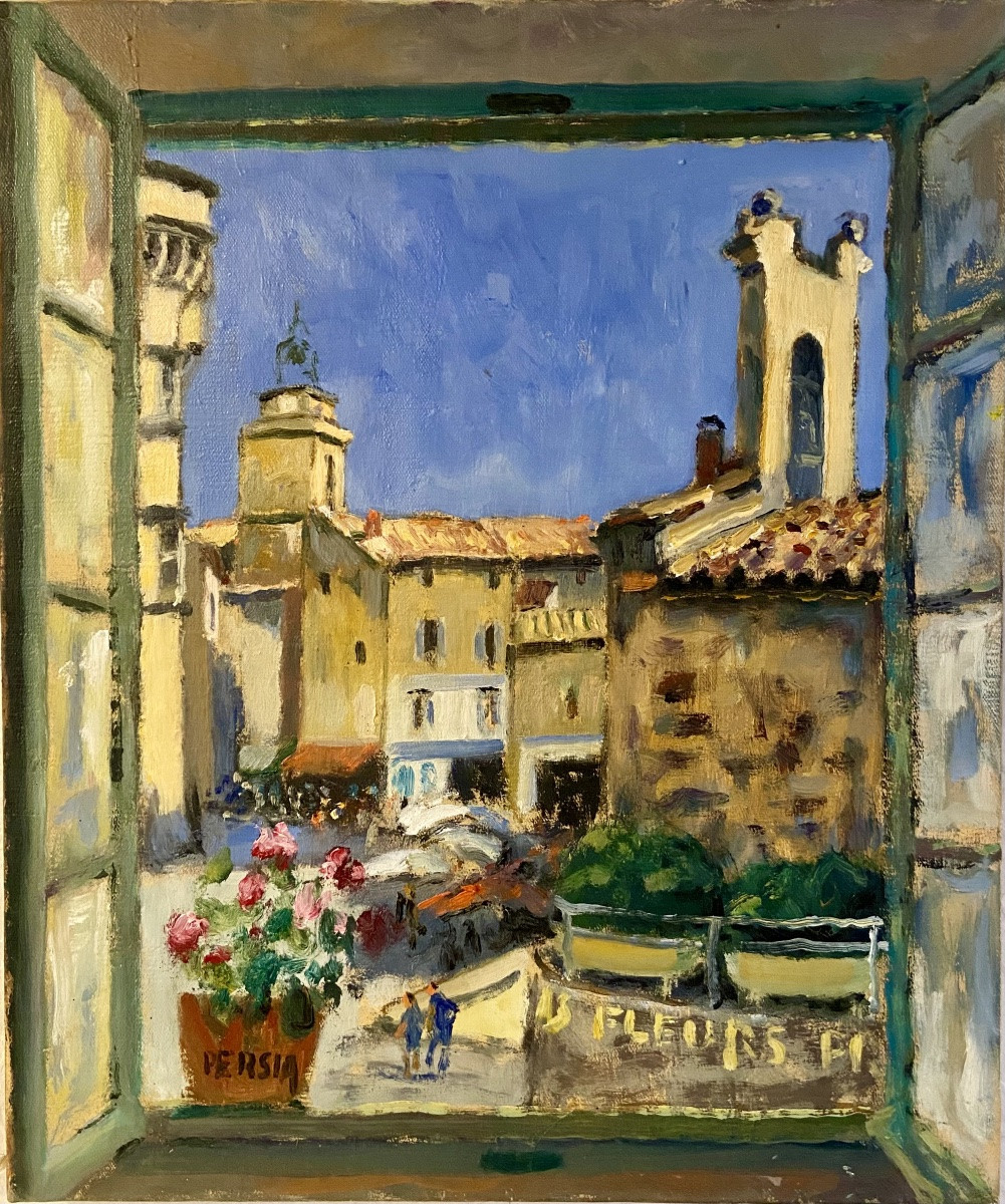Art Moderne Impressionniste Alfred Persia Hst Le Village de Gordes 20ème siècle Signée 55x46 cm-photo-5