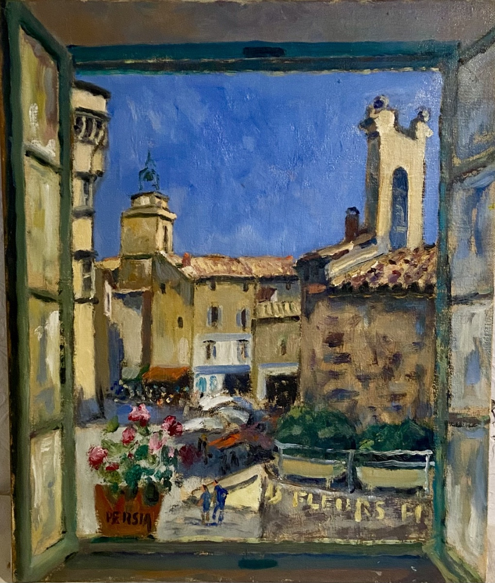 Art Moderne Impressionniste Alfred Persia Hst Le Village de Gordes 20ème siècle Signée 55x46 cm