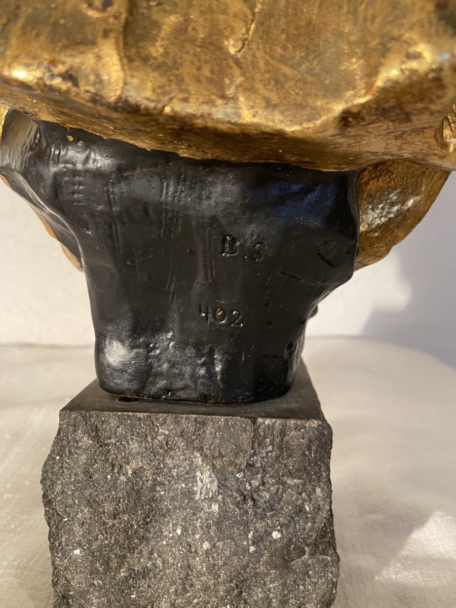 Art Deco Sculpture After G.carli Terracotta Pharaoh Bust Circa 1920/1930 Belgium-photo-2