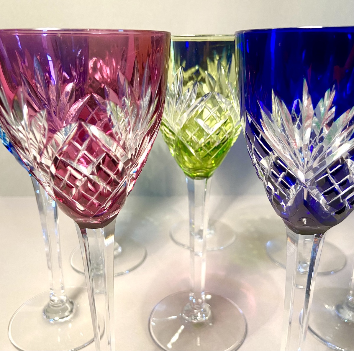 St. Louis Cristalerie: 8 Chantilly-style Roemer Crystal Glasses-photo-4