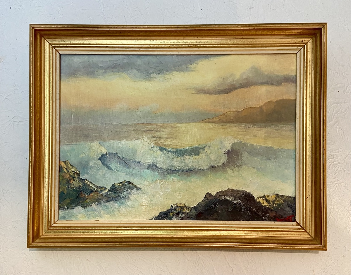 Jean-Claude Imbert «Lumière du littoral» Peinture Provençale HST (19)82 [55,5x42,5 cm] marine-photo-3
