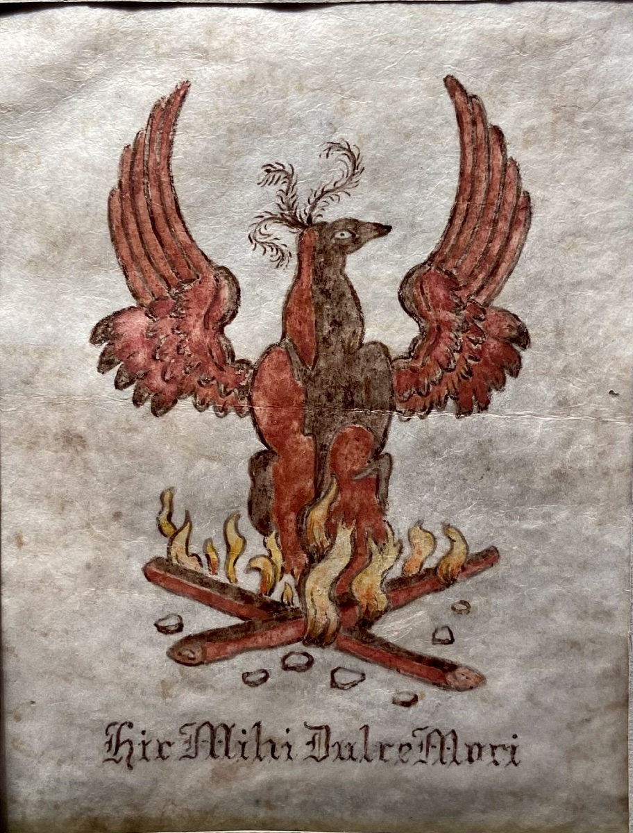 Freemasonry, 18th Century Drawing On Vellum “phoenix” Primitive Scottish Rite Alchemy-photo-7