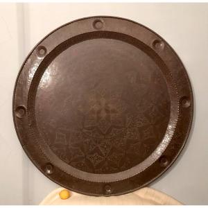 Maghreb Islamic Art 20th Century Dinanderie Important Ceremonial Ceremonial Tray Diameter 97.5 Cm