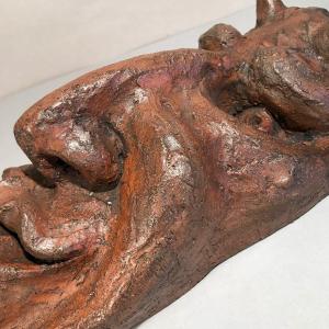 Curiosa Sculpture Modern Art Outraged Figure Of Devil In Terracotta France 20th Century Demon 