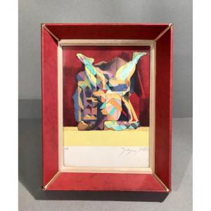 Art Moderne Jacques Villon « le saltimbanque» lithographie EA 1960 Envoi a un ami Signée