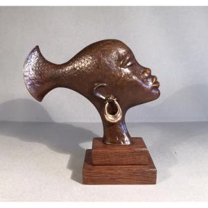 Art Deco Karl Hagenauer Vienna Bronze Profile Of An African Woman Circa 1930 