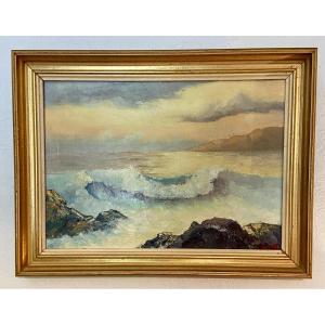 Jean-claude Imbert, “lumière Du Littoral,” Provençal Painting, Hst (19)82 [55.5 X 42.5 Cm], Seascape