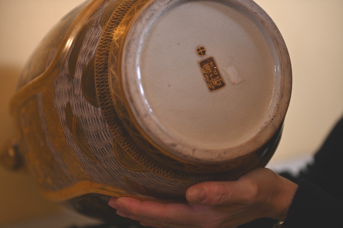 Grand Vase En Porcelaine Satsuma - Epoque Meiji --photo-4