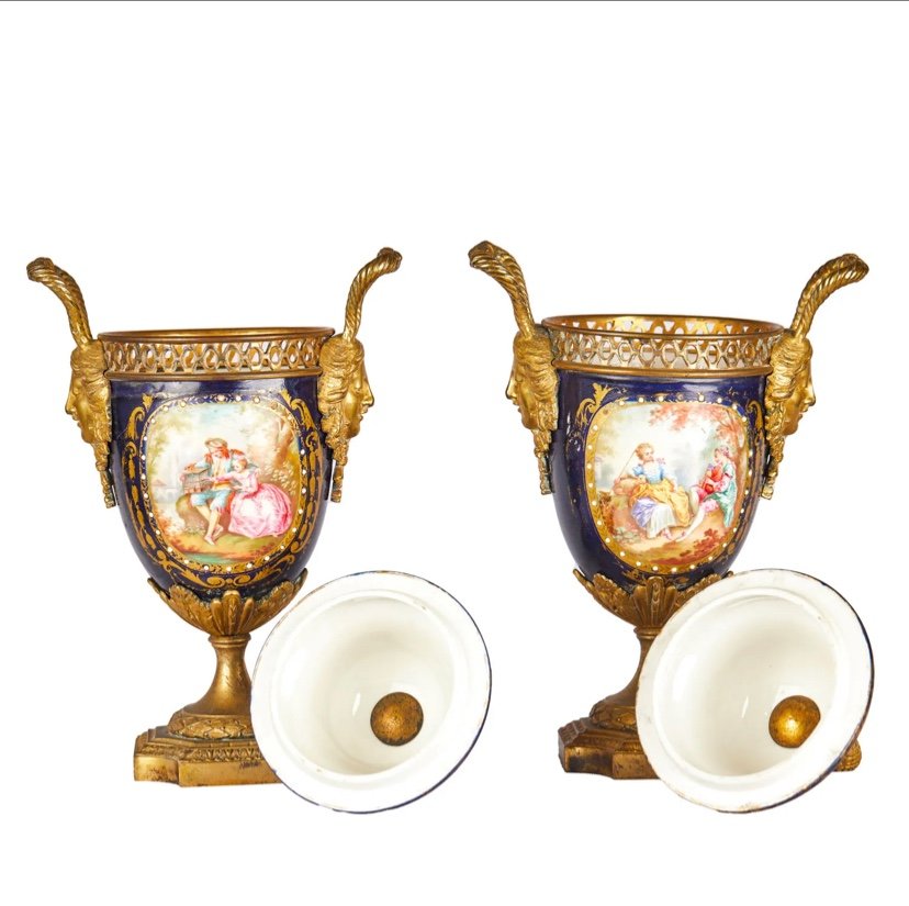 Paire de Vases de Sèvres - 19ème Siècle XIX--photo-2