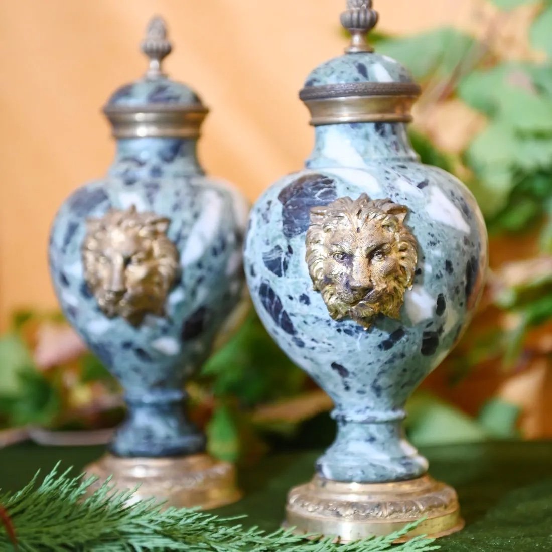 Pair Of Egyptian Green Granite Balustrades. Early  19th Century