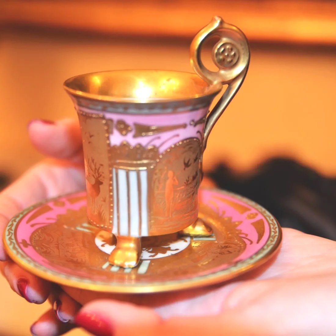 Elegant Cup And Saucer. Czechoslovakian, 20th Century-photo-2