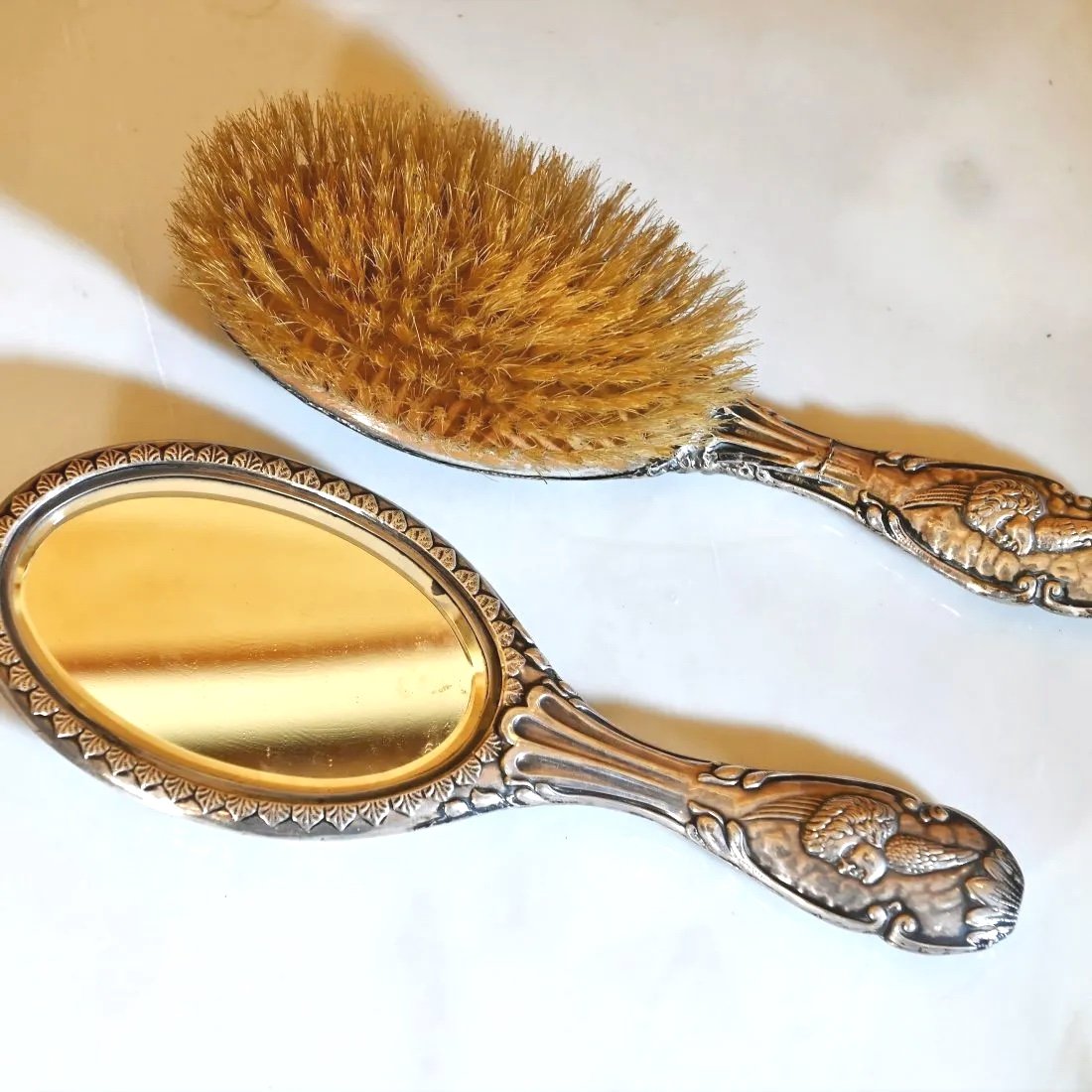 Garniture De Toilette  En Argent.  Angleterre, XX siècle-photo-4