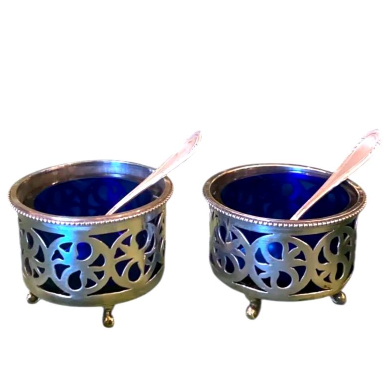 Pair Of Silver Salt Cellars. 20th Century