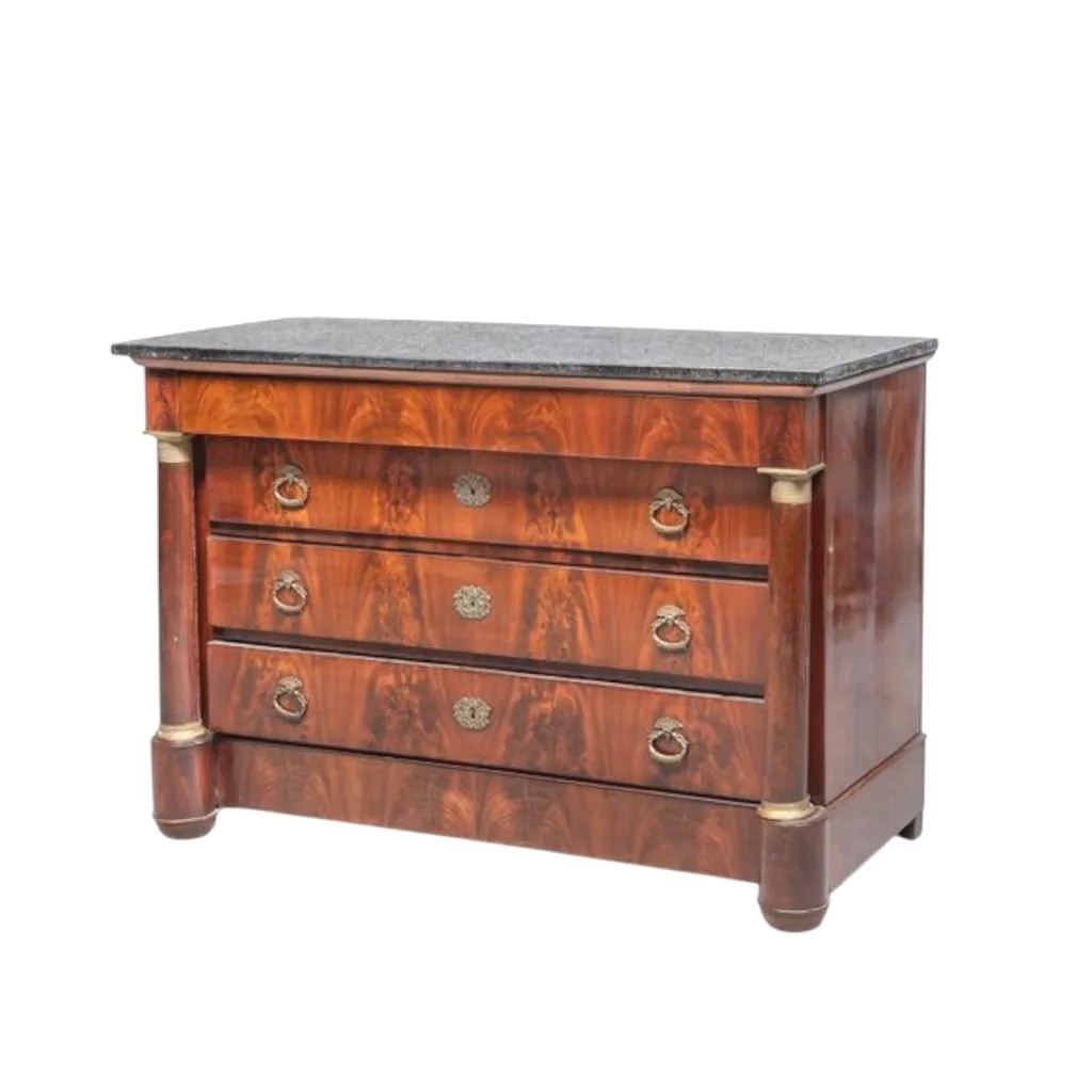 Mahogany Feather Chest Of Drawers - Empire Period -