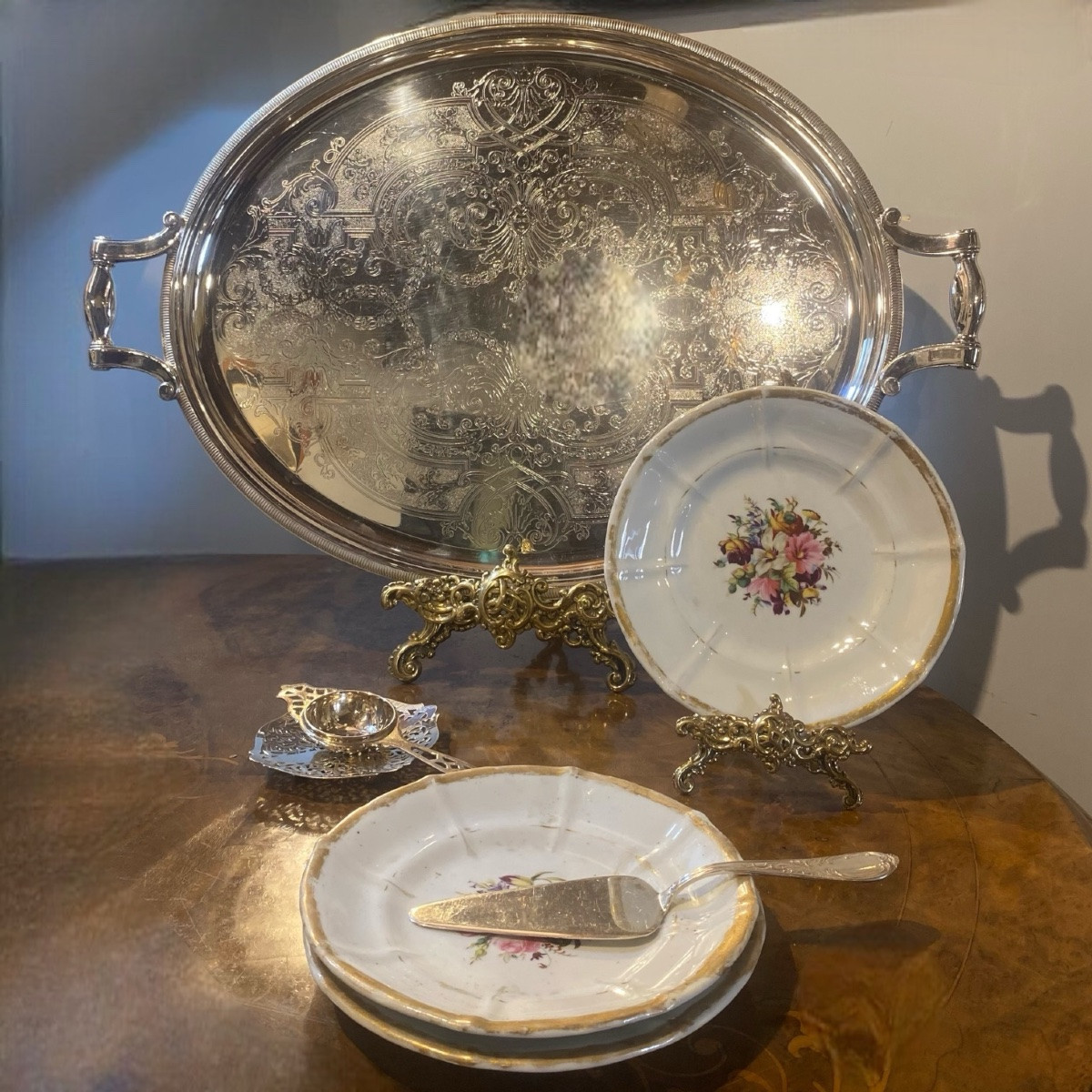 Oval serving tray, silver-plated. Christofle, 20th century-photo-1