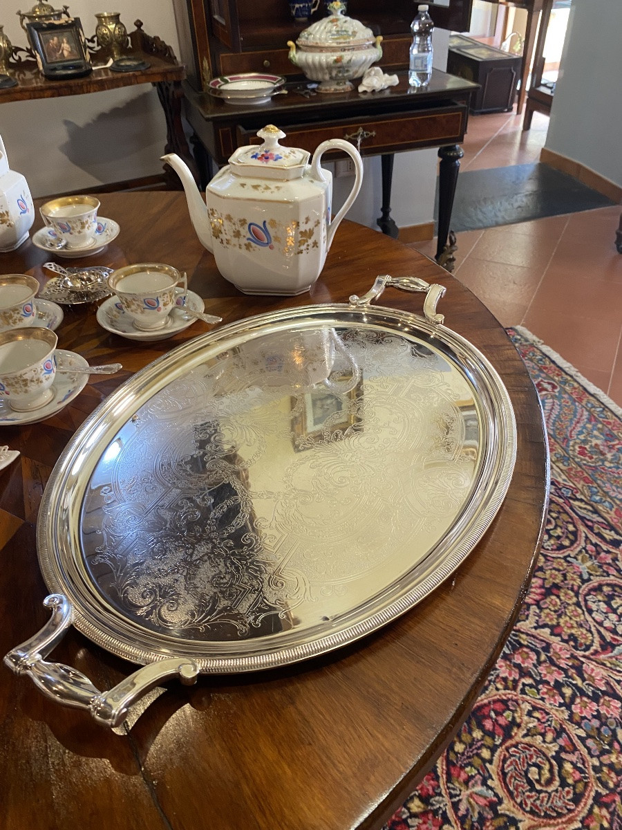 Oval serving tray, silver-plated. Christofle, 20th century-photo-3