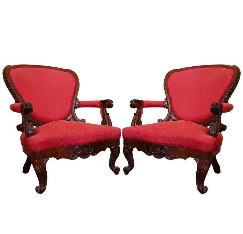 Pair Of Mahogany Armchairs - Luigi Filippo-napoli.