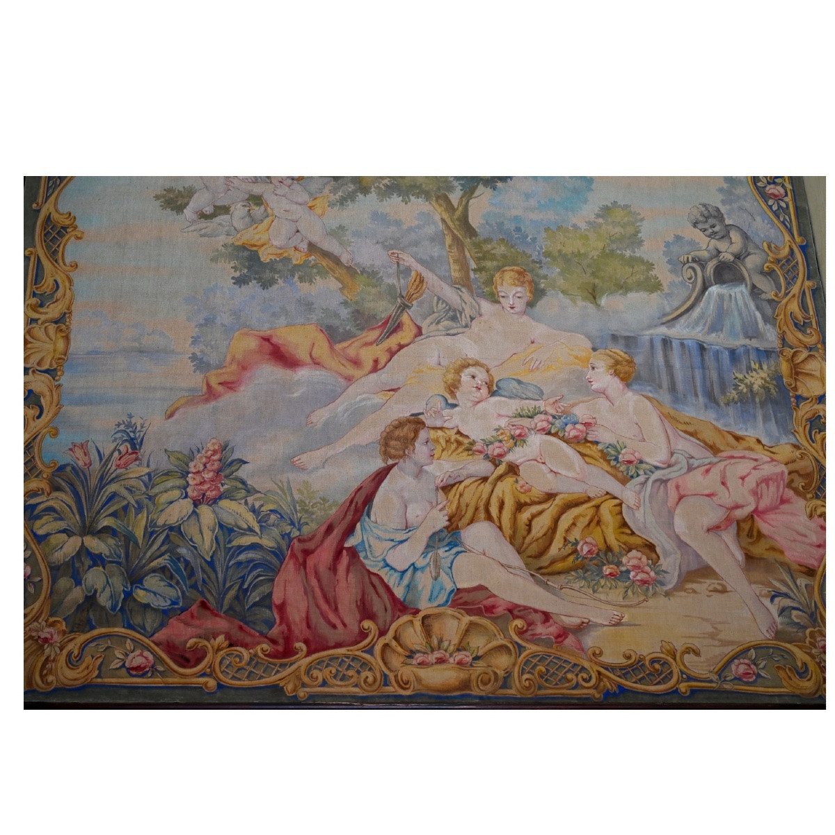 Grass-juice Tapestry Depicting A Bucolic Scene. Sec. 20th-photo-3