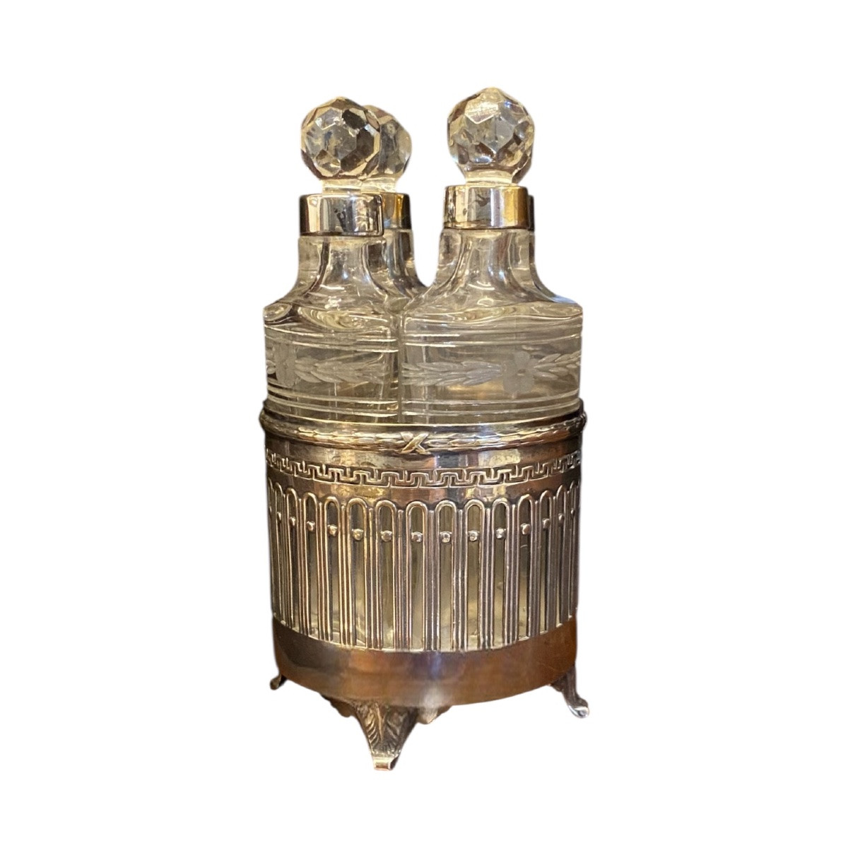 Perfume Holder In Silver And Cut Crystal, Early 20th Century.-photo-2