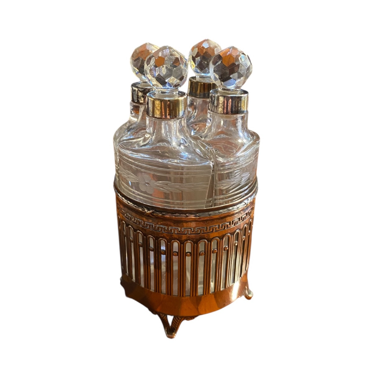 Perfume Holder In Silver And Cut Crystal, Early 20th Century.-photo-1