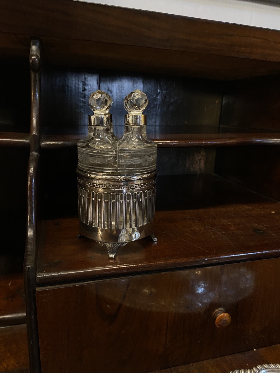 Perfume Holder In Silver And Cut Crystal, Early 20th Century.-photo-4
