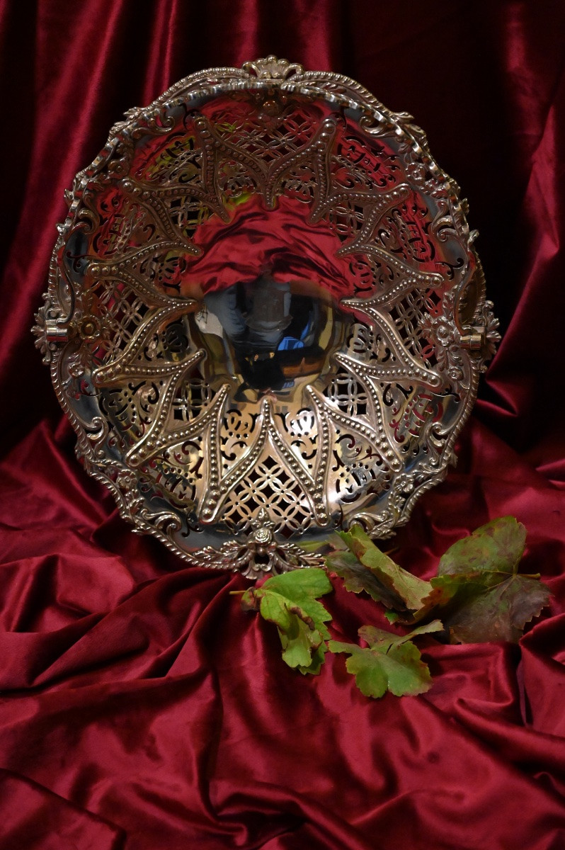 Panier en métal argenté. Angleterre, fin du siècle. XIXe-photo-3