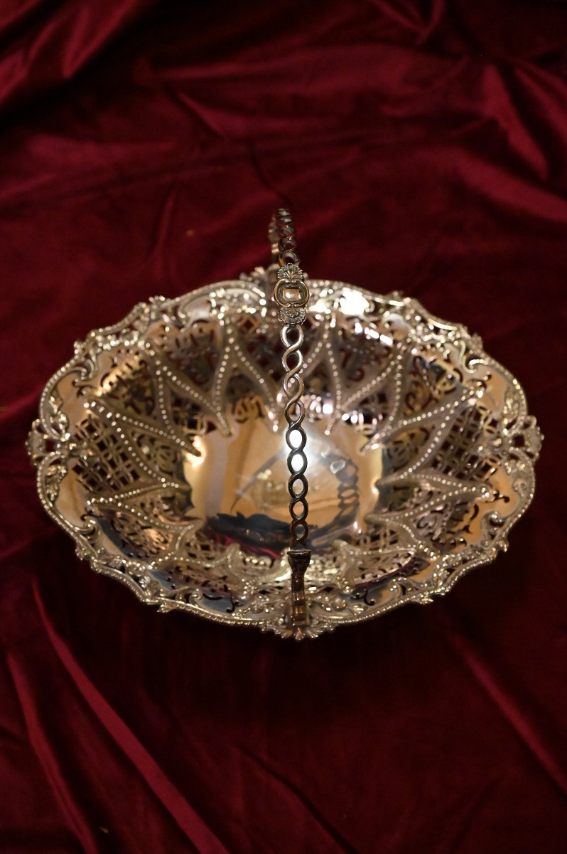 Panier en métal argenté. Angleterre, fin du siècle. XIXe-photo-3