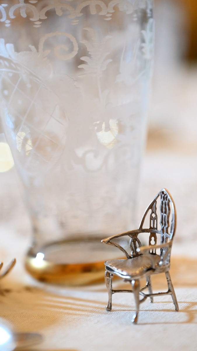 Ensemble de 11 Chaises Miniatures en Argent 800 – Italie, XXᵉ Siècle-photo-1