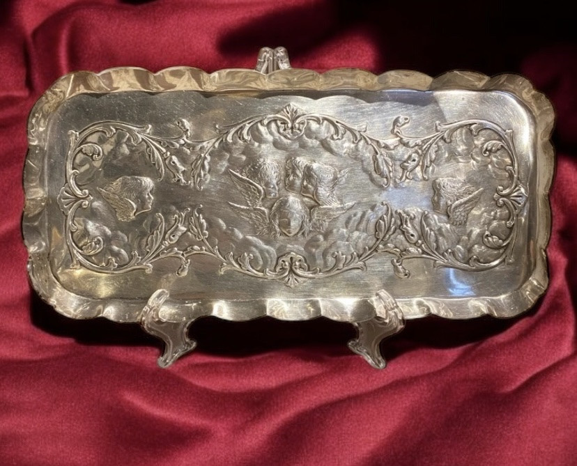Petit Plateau Rectangulaire en Argent Sterling – William Comyns pour Hardy Bros (1896)-photo-2