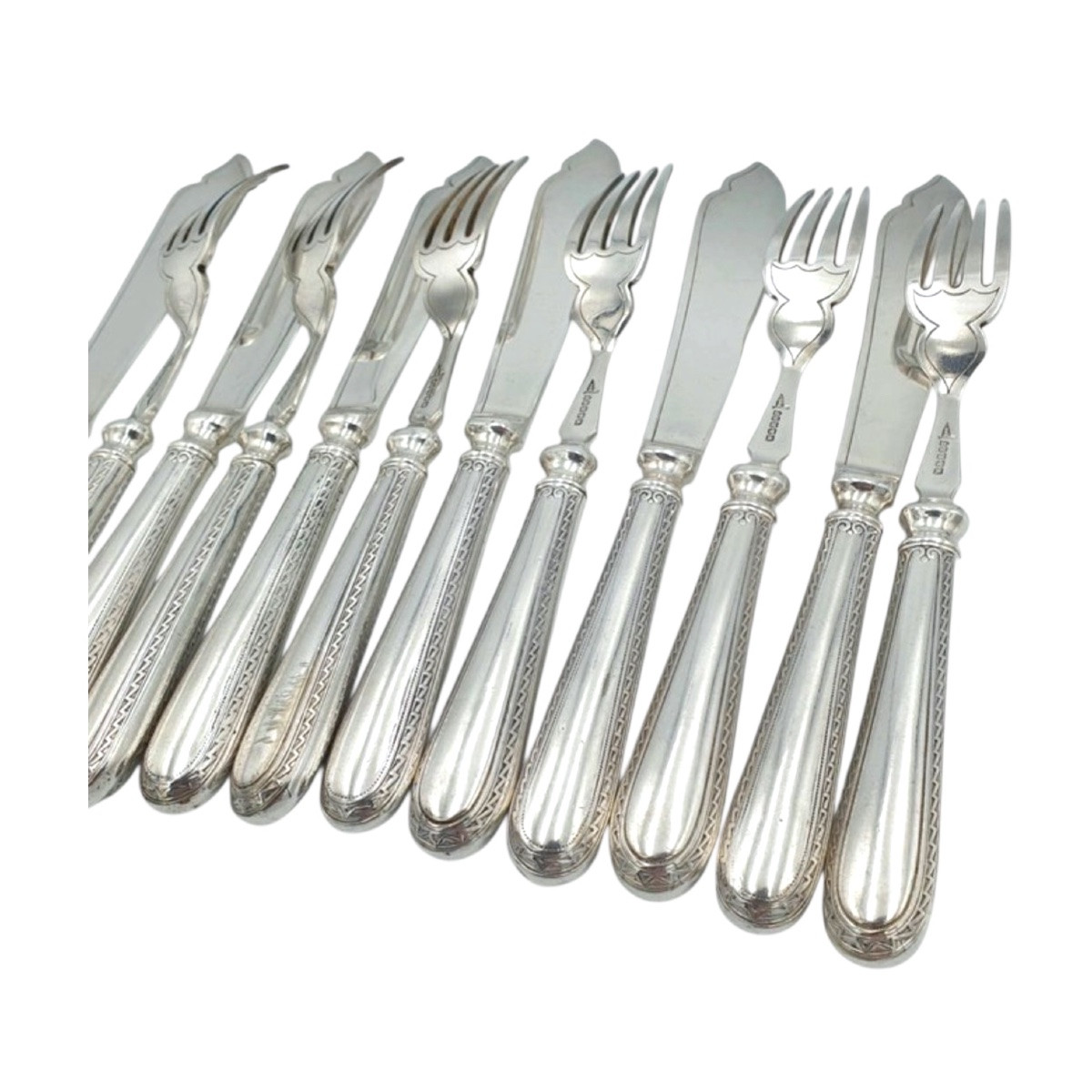 Service à dessert (entremets) en métal argenté - Walker & Hall, Sheffield -Angleterre, XXe sièc-photo-3