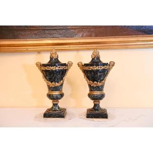 Pair Of Marble And Bronze Vases – France, Early 19th Century