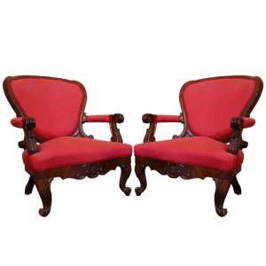 Paire de fauteuils en acajou - Luigi Filippo-Napoli.
