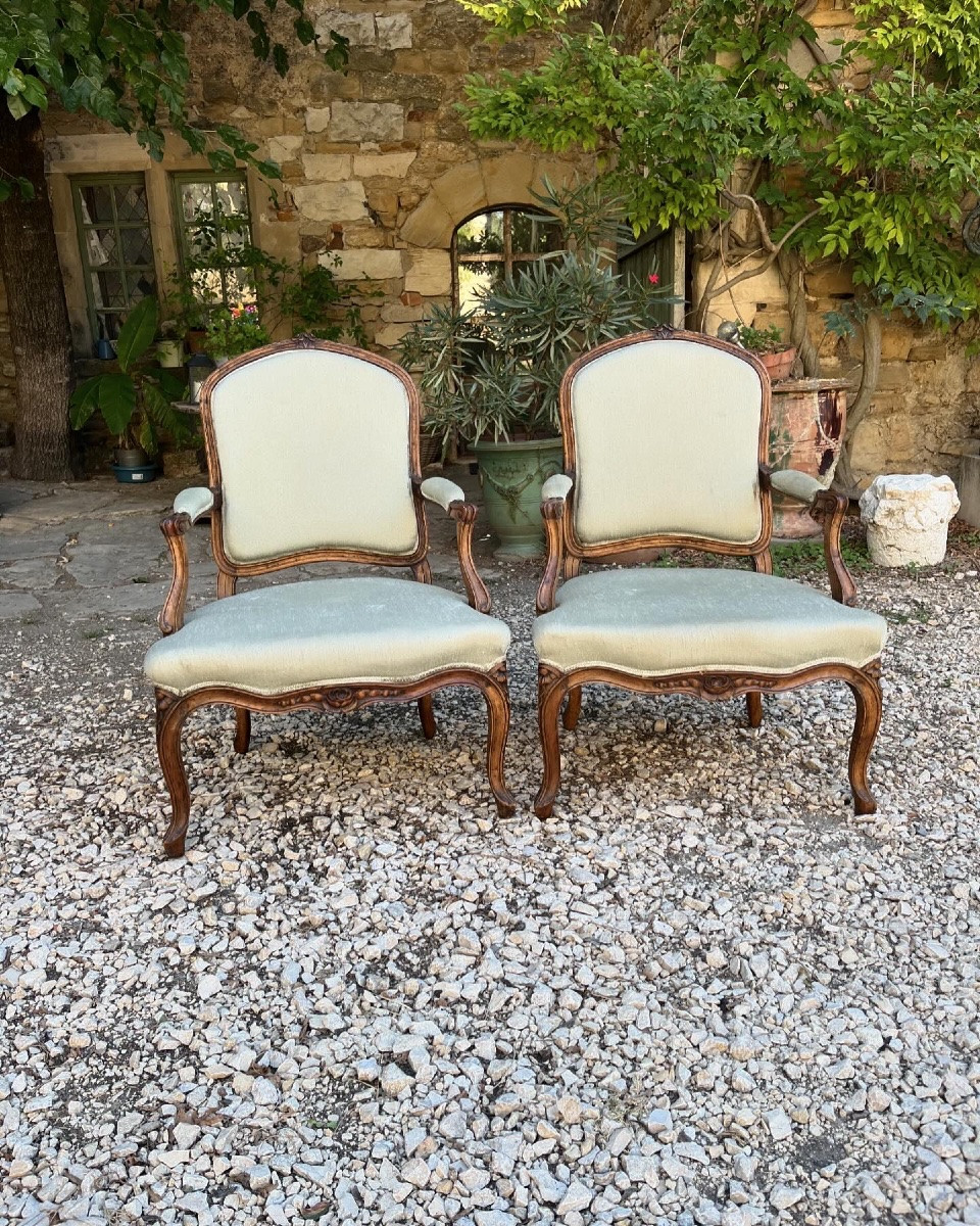 Paire De Fauteuils à Dossier Plat  XVIIIe -photo-2