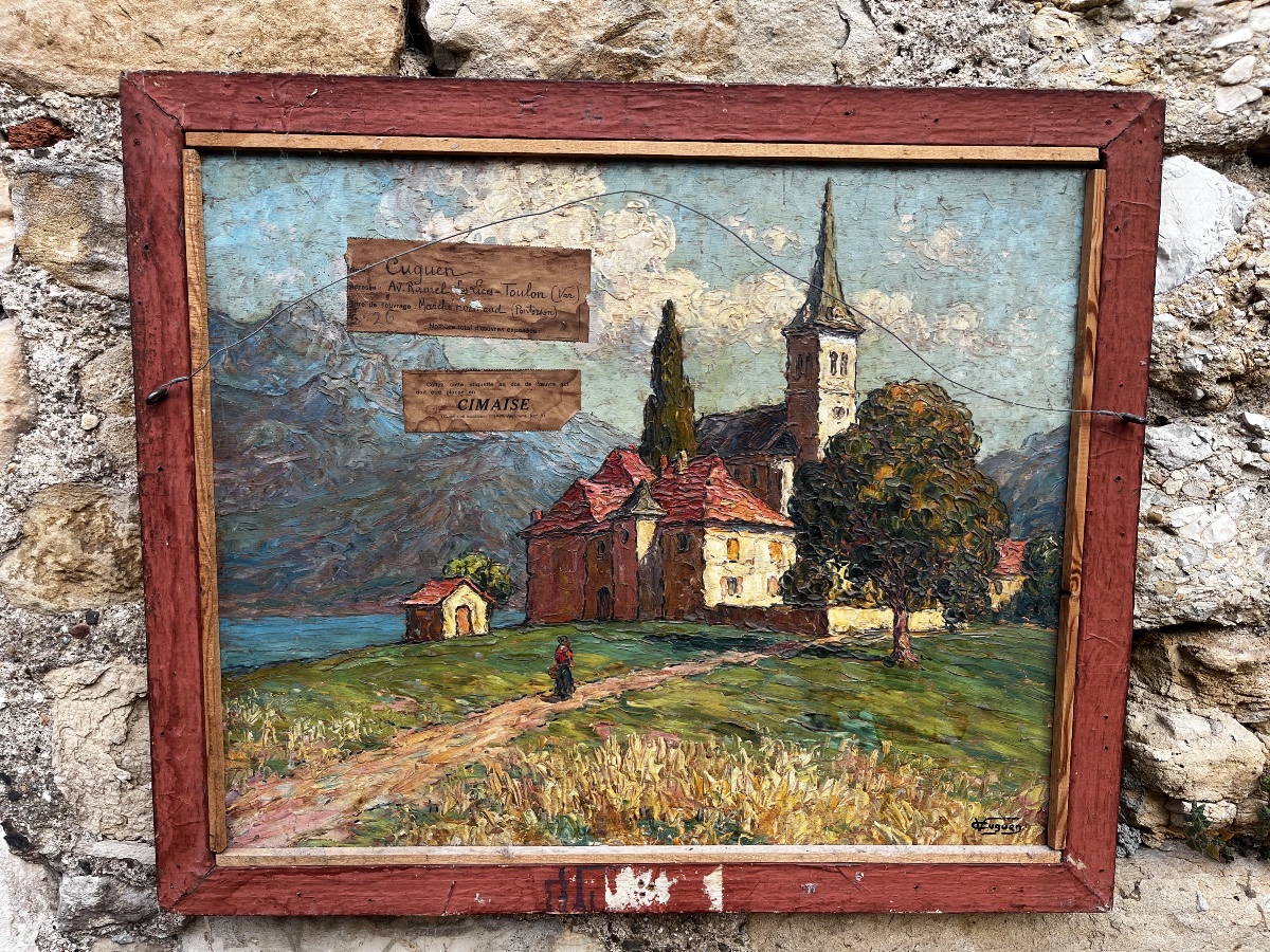 Peinture de Victor Louis Cuguen  ( 1882-1969 ) marché normand , Pontorson -photo-4