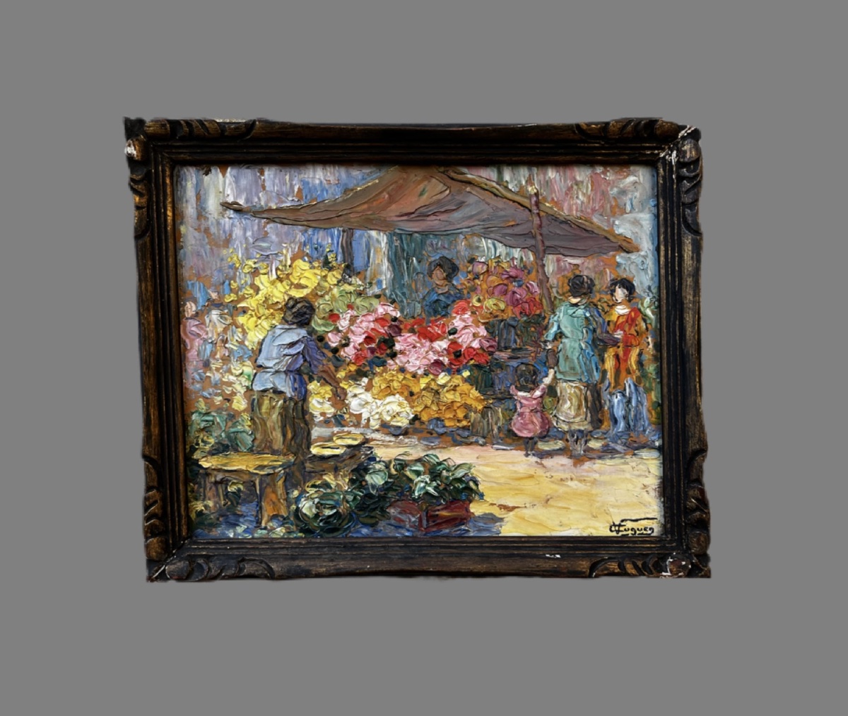 Marché aux fleurs , Victor Louis Cuguen ( 1882-1966) 