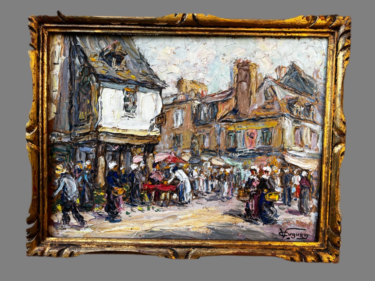 Victor Louis Cuguen ( 1882-1969)   Marché de Pontorson 