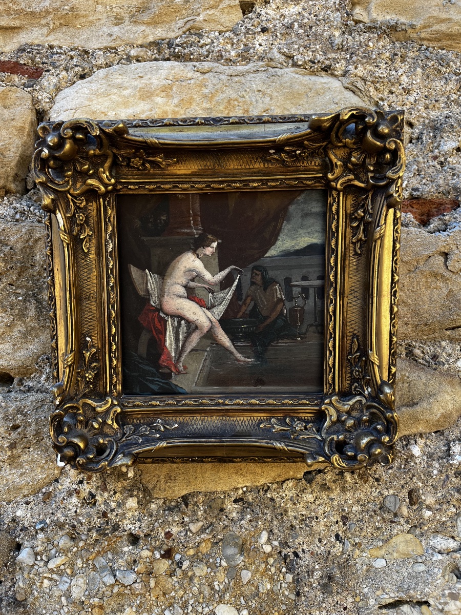 Tableau huile sur bois fin du XIXe début du XXe siècle 
