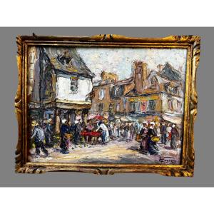 Victor Louis Cuguen (1882–1969) Pontorson Market