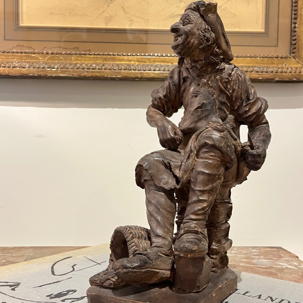 The Savetier. Njf Holain. 18th Century Terracotta -photo-1
