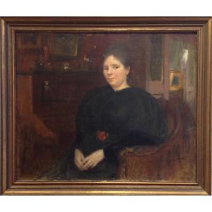 Georges Picard. Portrait De Femme Dans Un Intérieur.