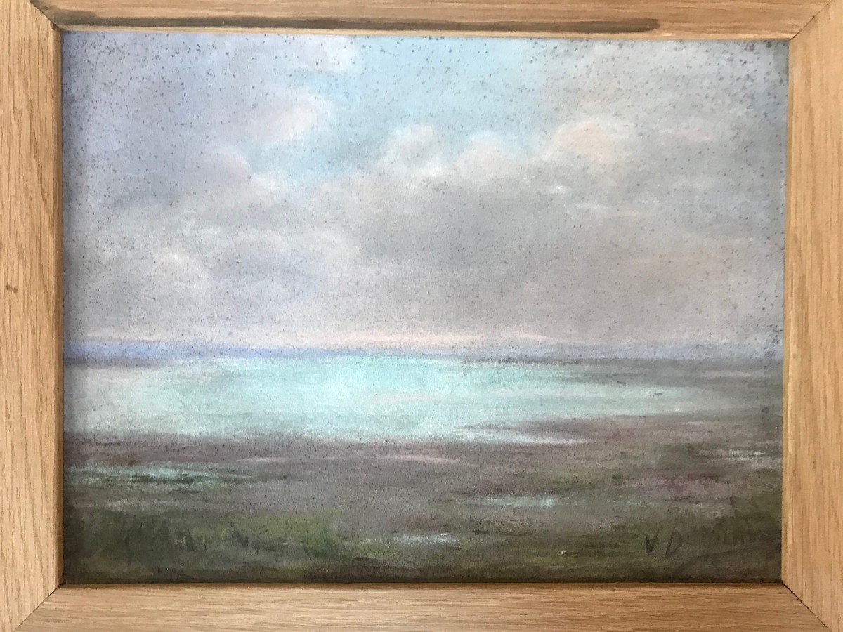 Arcachon Bay Landscape Pastel Signed V. Berlinan,