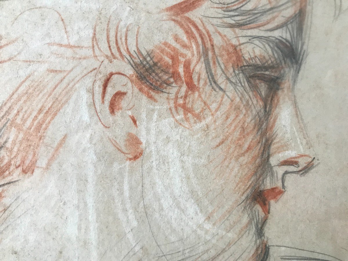  Études De Femmes Crayon Et Sanguine Sur Papier "Helleu" vers 1910-photo-4
