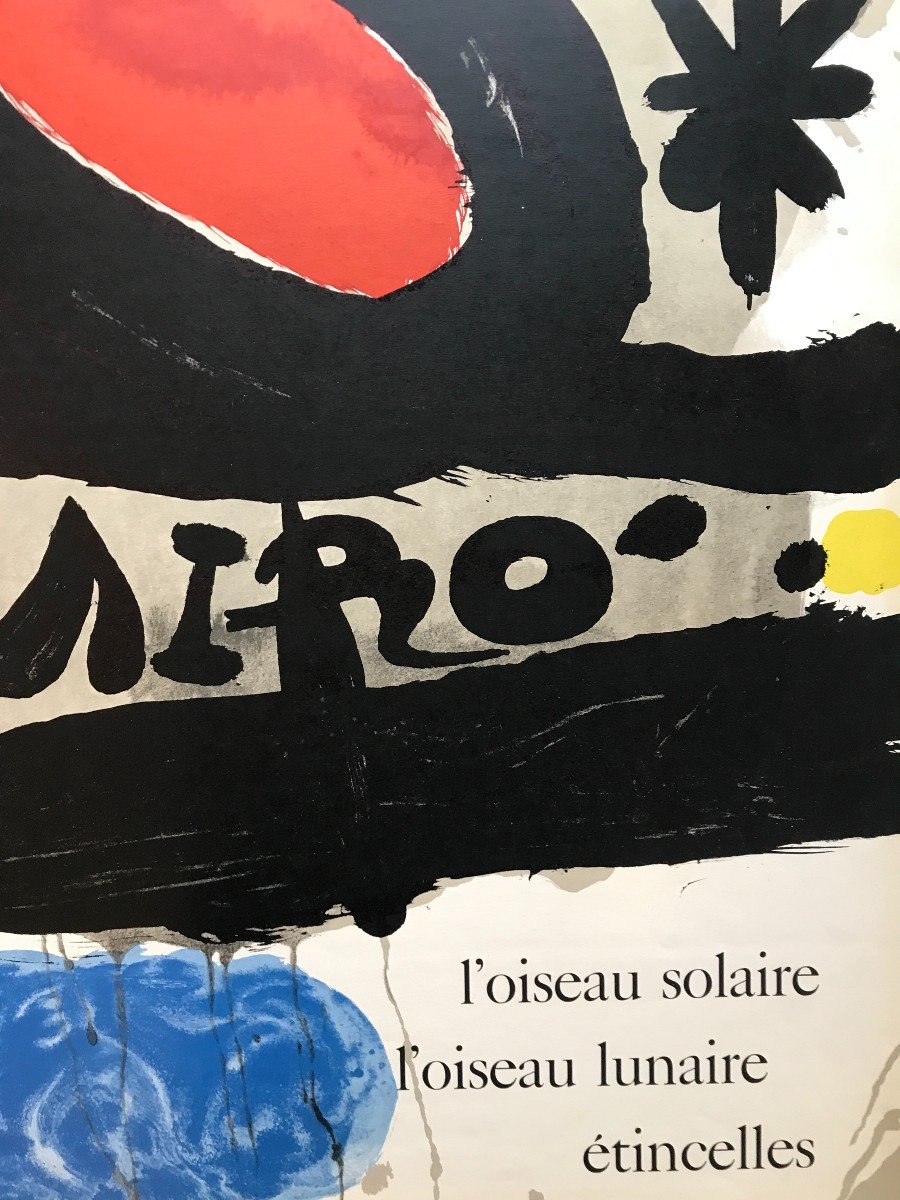 Affiche Lithographie Joan Miro Galerie Maeght "l'Oiseau lunaire l'Oiseau solaire" vers 1970/80-photo-4