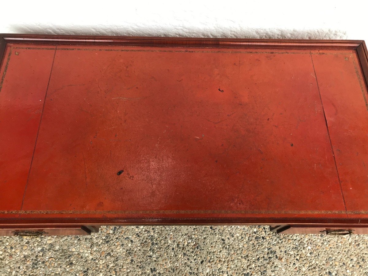 XIXth Century Regency Style English Desk (circa 1900) Mahogany And Leather-photo-1