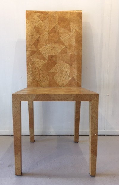 Series Of 6 Original Art Deco & Neoclassical Style Chairs From The 1980s Resin Marquetry-photo-2