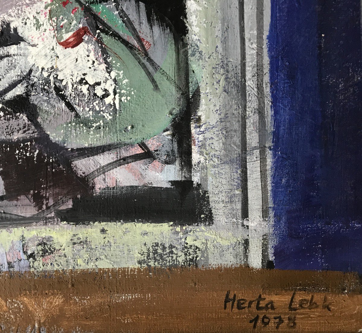 Herta Lebk Composition Abstraite Huile Sur Toile 1978-photo-4