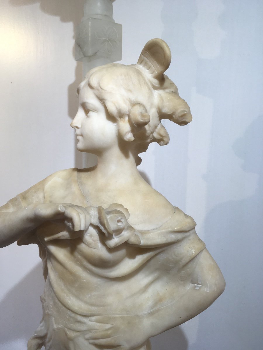 A. Saccardi. Light Sculpture In Alabaster Italian Work From The 19th Century-photo-3